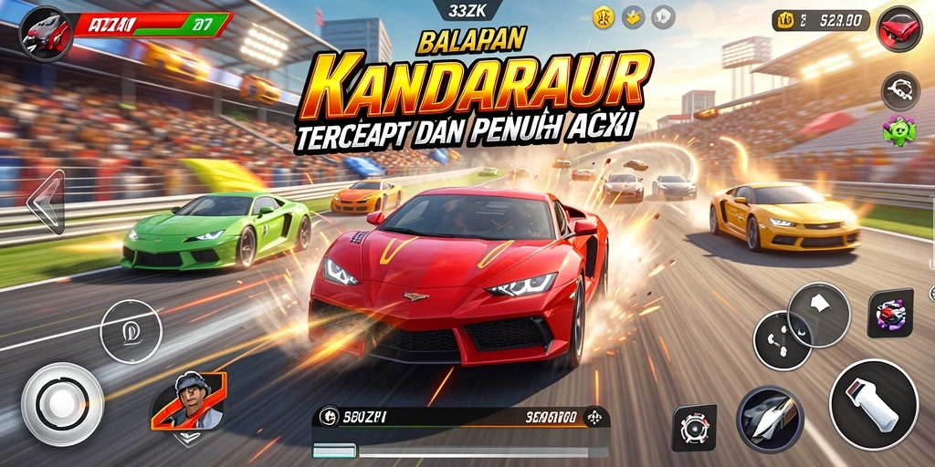Screenshot gameplay Racing 33ZK dengan aksi seru di lintasan.
