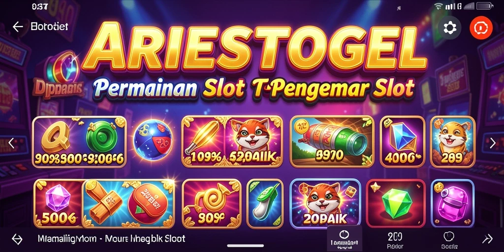 Tampilan gameplay seru ARIESTOGEL saat berputar di gulungan Slot.