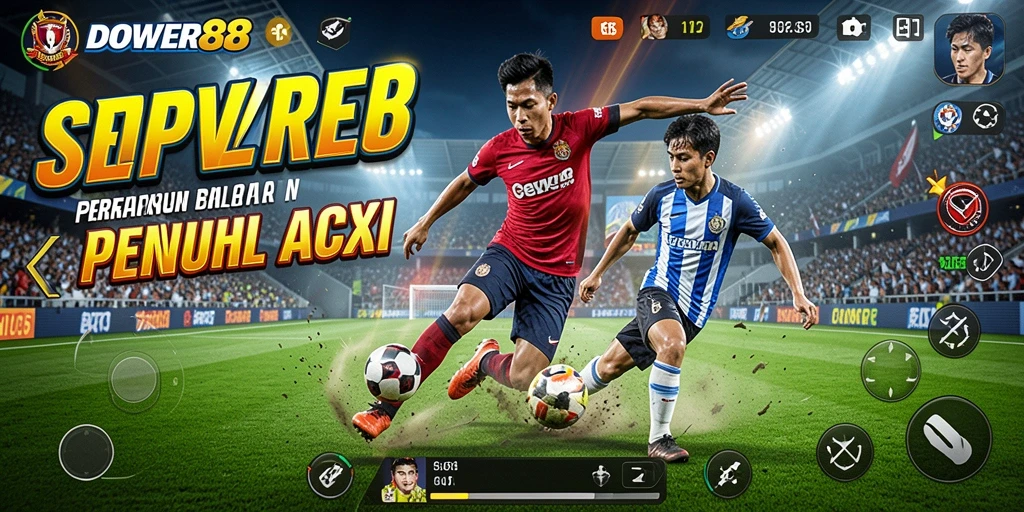 Tangkapan layar utama DOWER88 menampilkan pemain dalam aksi sepak bola yang mendebarkan.