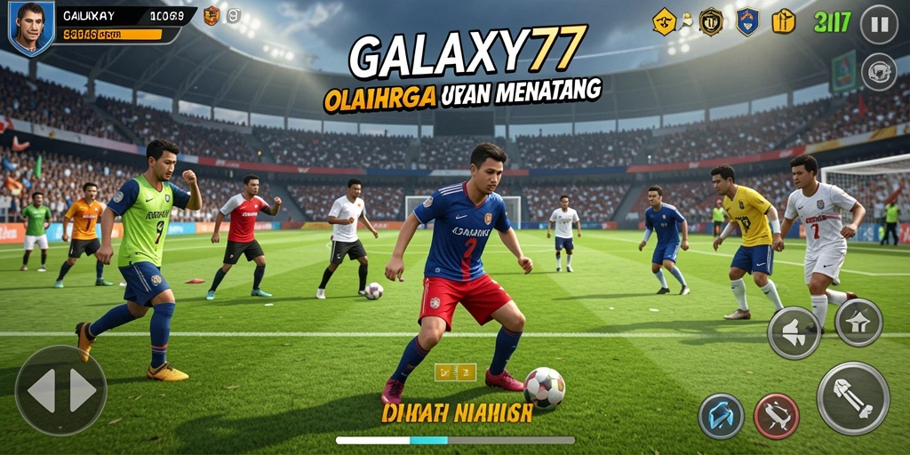 Screenshot gameplay GALAXY77 menampilkan aksi olahraga yang intens.