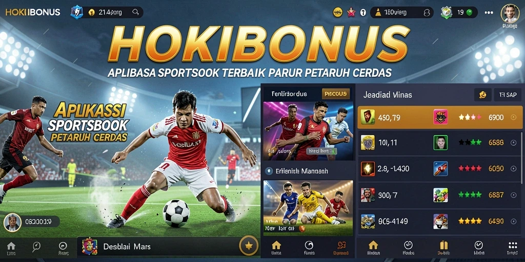 Tampilan utama HOKIBONUS dengan berbagai pilihan taruhan olahraga.