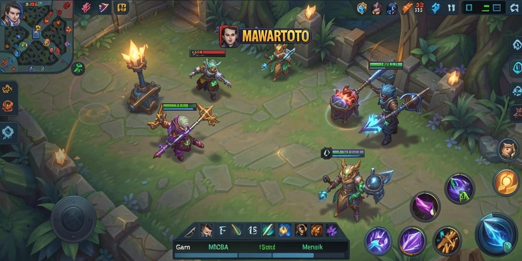 Tangkapan layar utama gameplay MAWARTOTO yang memperlihatkan pertempuran seru.