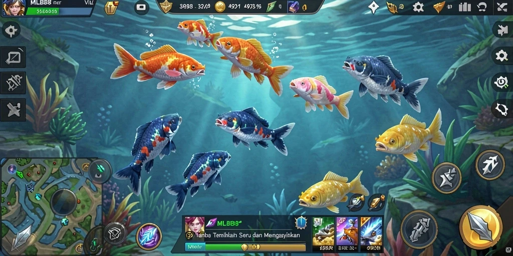 Tampilan gameplay MLBB8 yang seru saat menangkap ikan.
