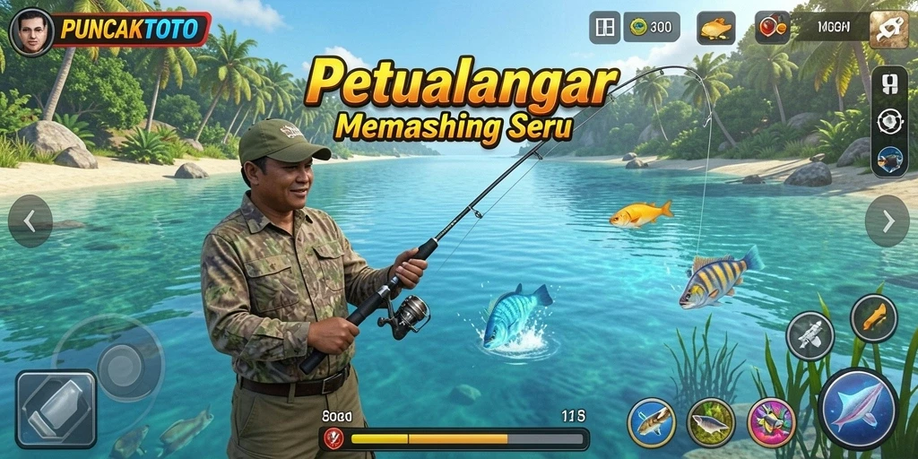 Tampilan gameplay PUNCAKTOTO yang menarik saat memancing.
