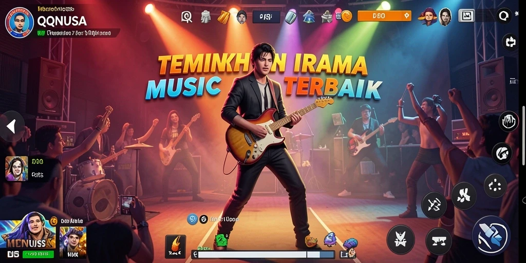 Screenshot gameplay QQNUSA dengan permainan musik interaktif.