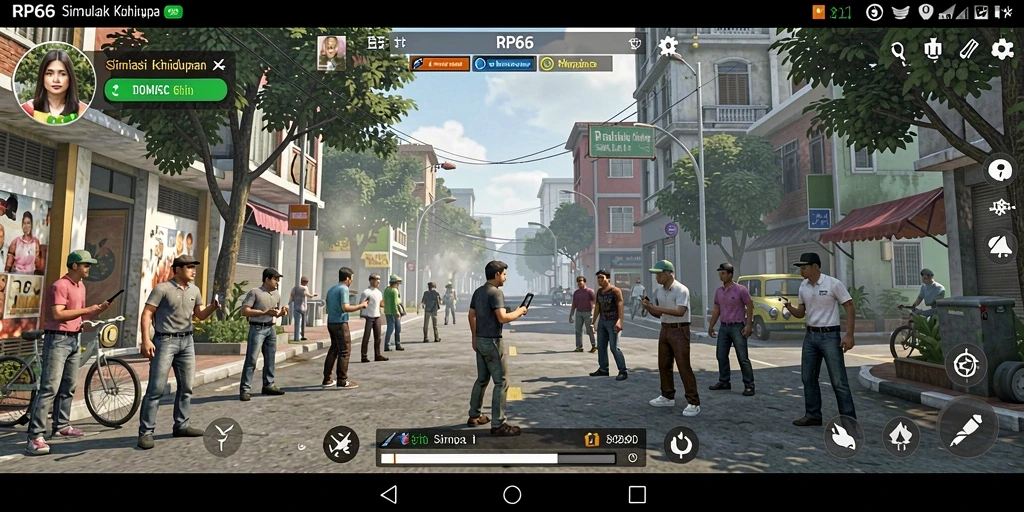 Tangkapan layar utama dari RP66 menampilkan gameplay simulasi kehidupan yang mengasyikkan.