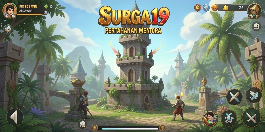 Tampilan menara dan strategi dalam gameplay Tower Defense yang menarik.