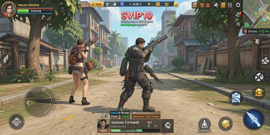 Screenshot gameplay SVIP10 menampilkan interaksi karakter dalam simulasi kehidupan.
