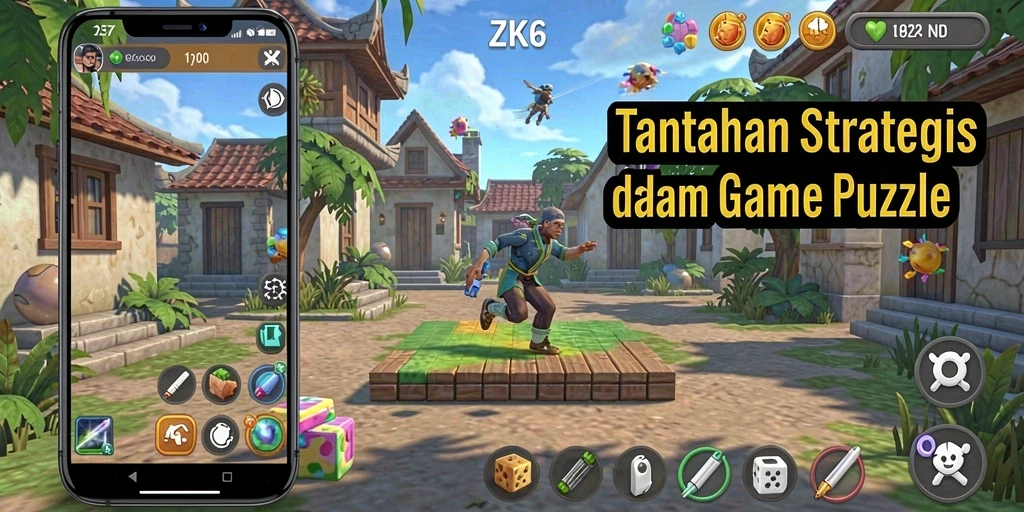 Screenshot gameplay ZK6 yang menampilkan tantangan puzzle yang seru.